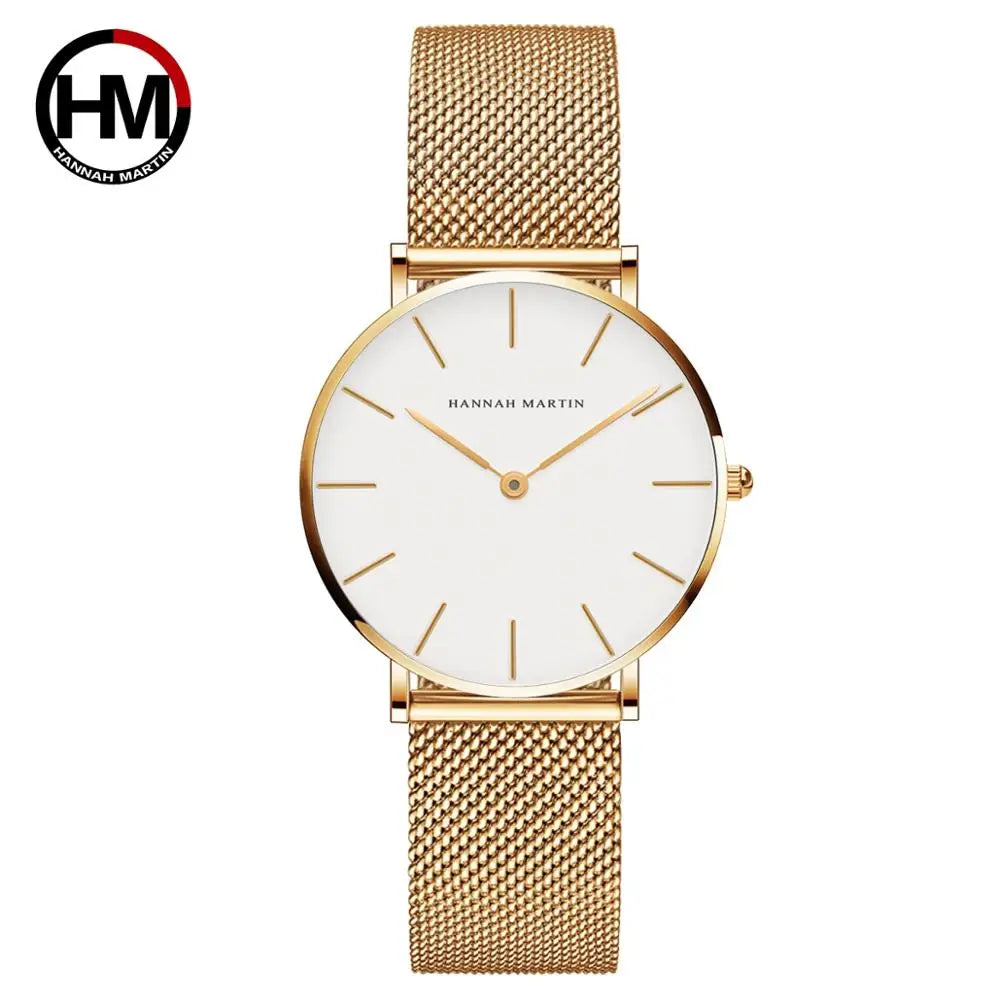 Montre Femme Or Rose – Style Minimaliste Nordique Étanche 3 Bar 36 mm