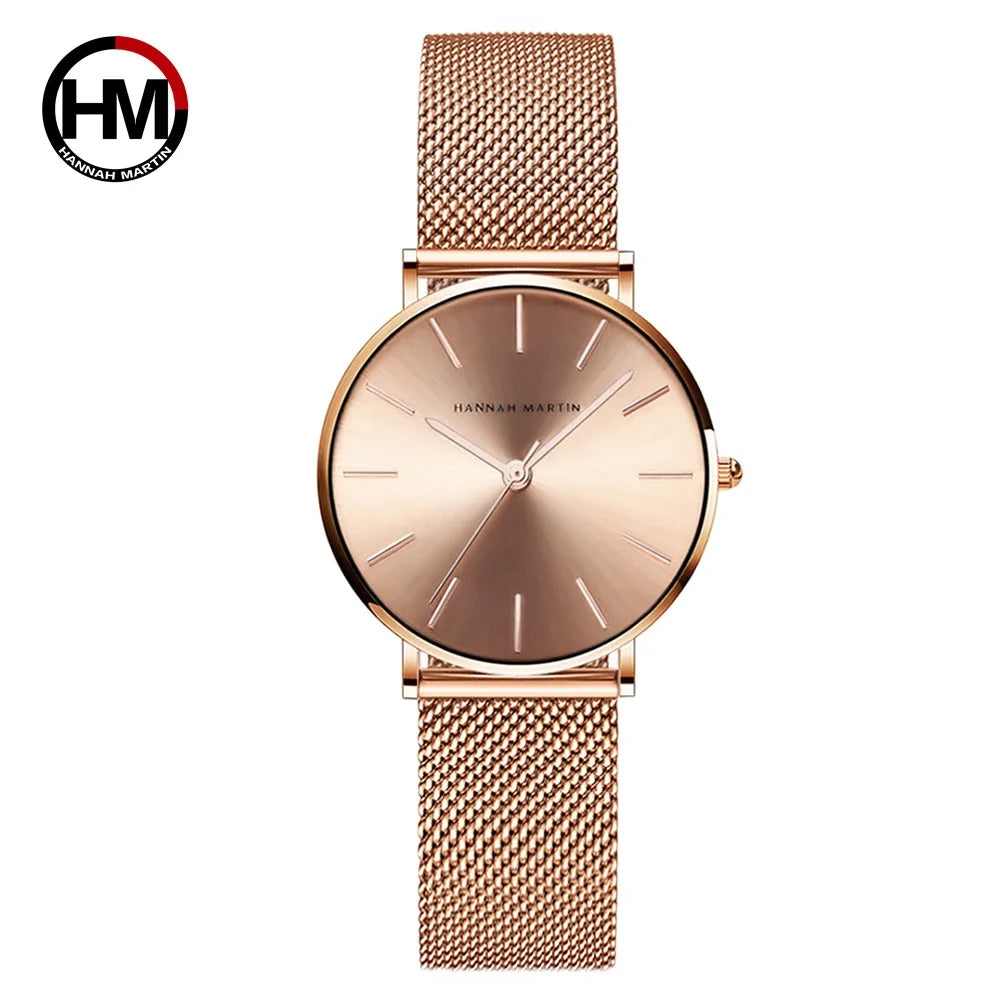 Montre Femme Or Rose – Style Minimaliste Nordique Étanche 3 Bar 36 mm
