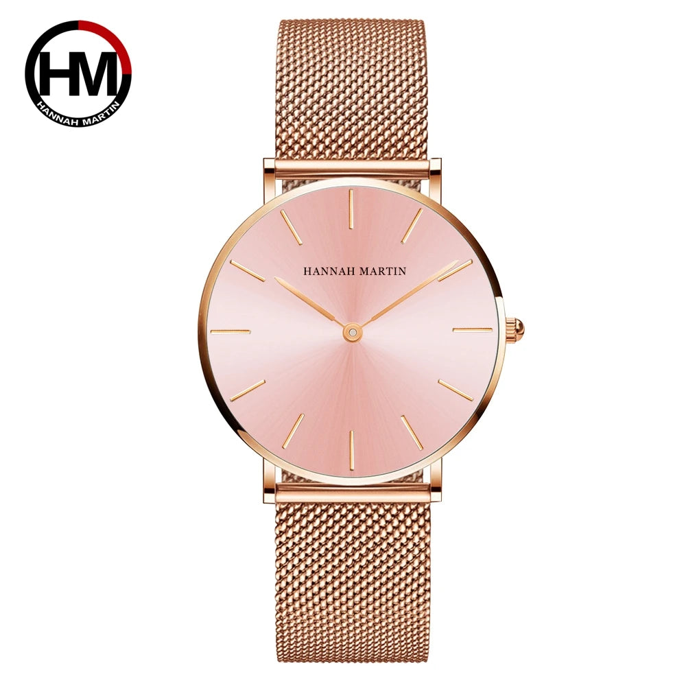 Montre Femme Or Rose – Style Minimaliste Nordique Étanche 3 Bar 36 mm