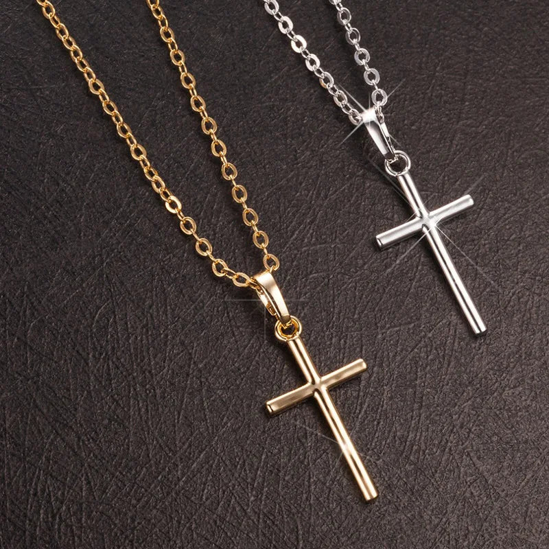 Collier Croix Cristal – Or et Noir Homme Femme