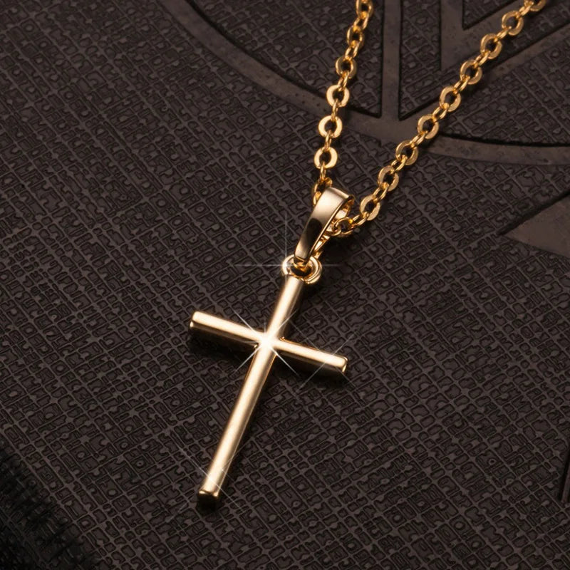 Collier Croix Cristal – Or et Noir Homme Femme
