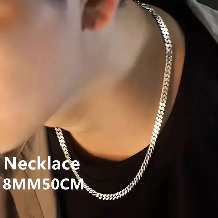Collier Chaîne Cubaine 8mm Argent Sterling 925