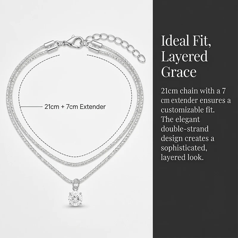 Bracelet de Cheville Femme Double Layer – Zircon Cubique – Étanche