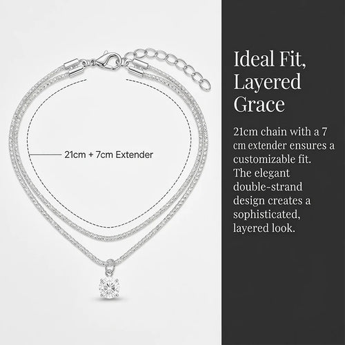 Bracelet de Cheville Femme Double Layer – Zircon Cubique – Étanche