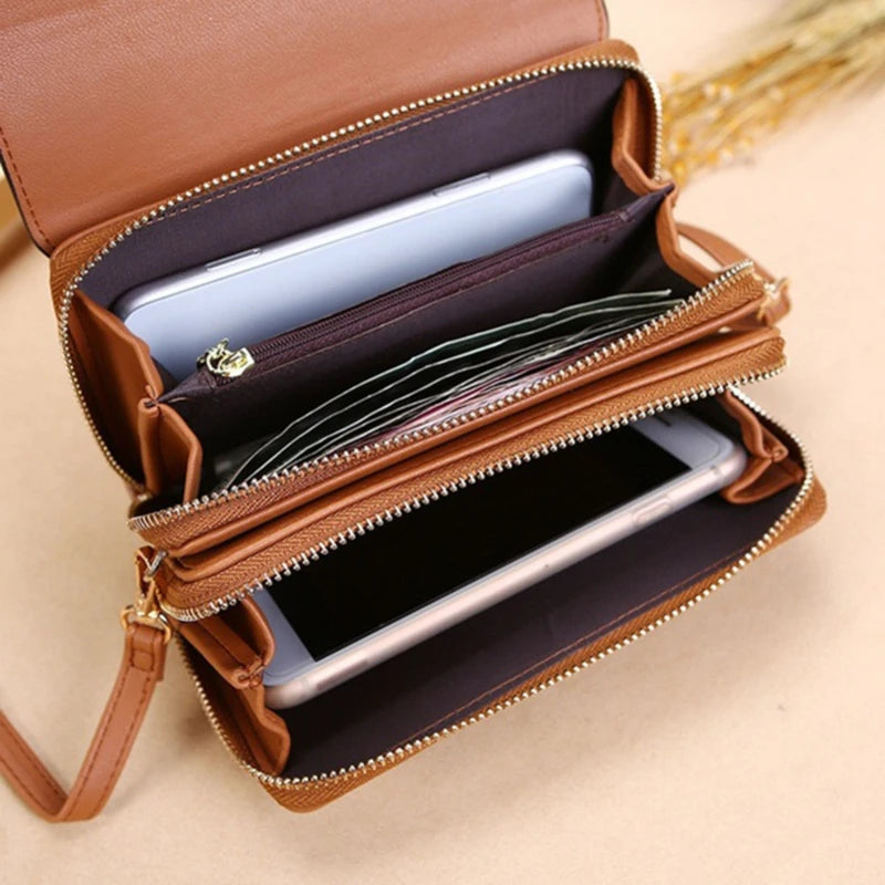Pochette Sac Épaule Femme – Multi-Cartes + Range Téléphone – Grande Capacité