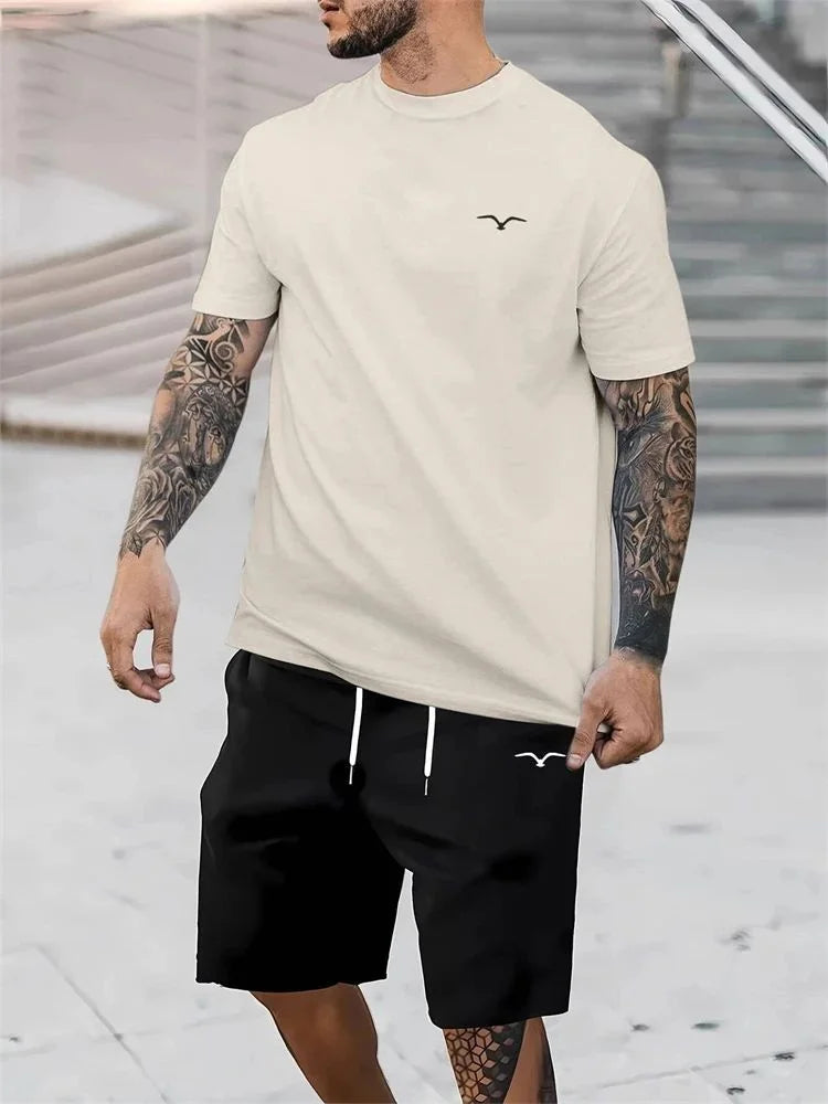 Ensemble Homme T-Shirt Spliced + Short Cordon – Outdoor Respirant Séchage Rapide 2025