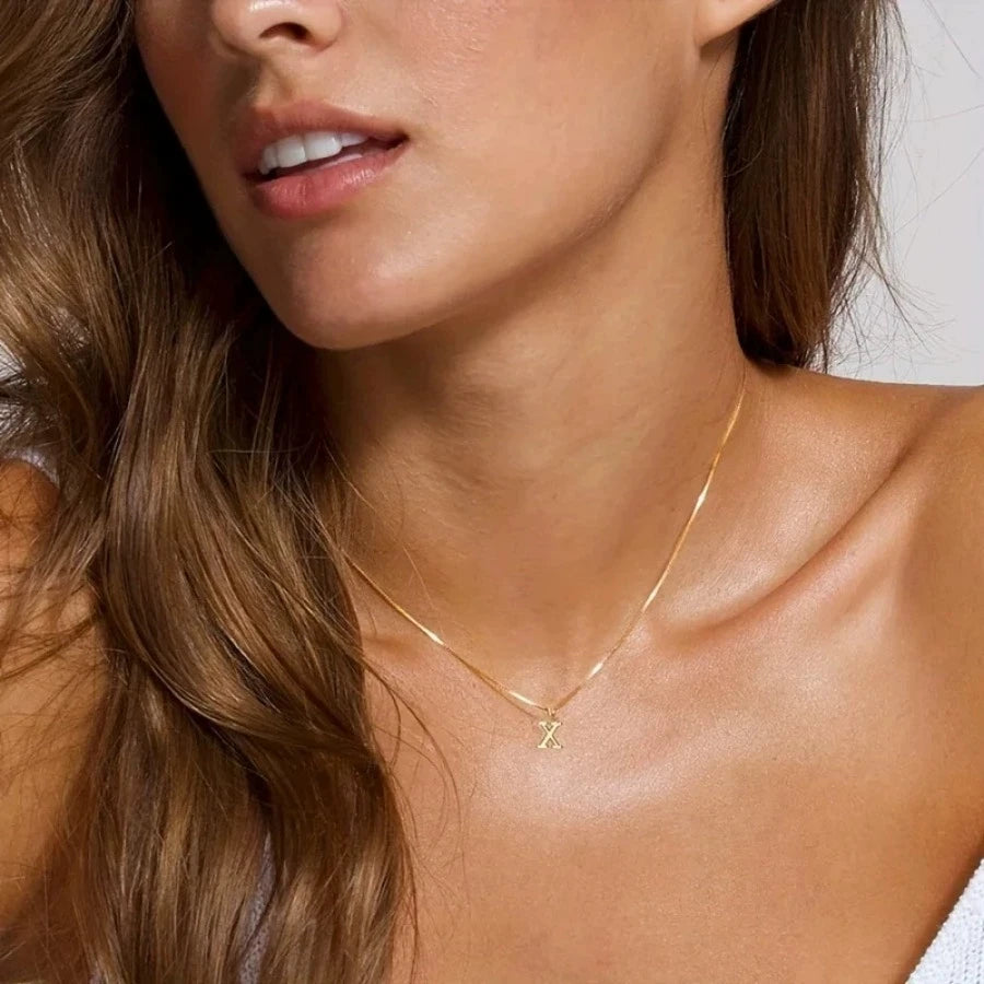 Collier Lettre Personnalisé – Or 18K Acier Inoxydable