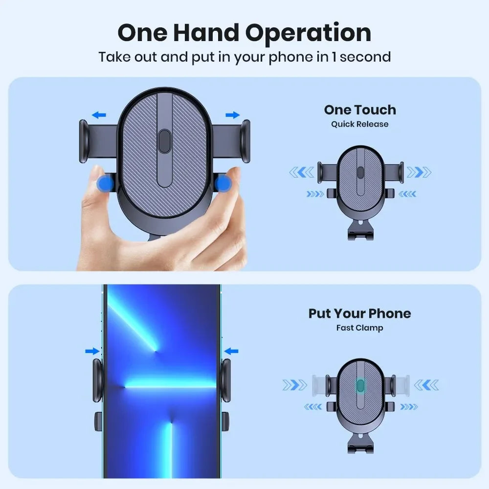 Porte-Téléphone Voiture Universel – Fixation Grille d’Aération par Gravité