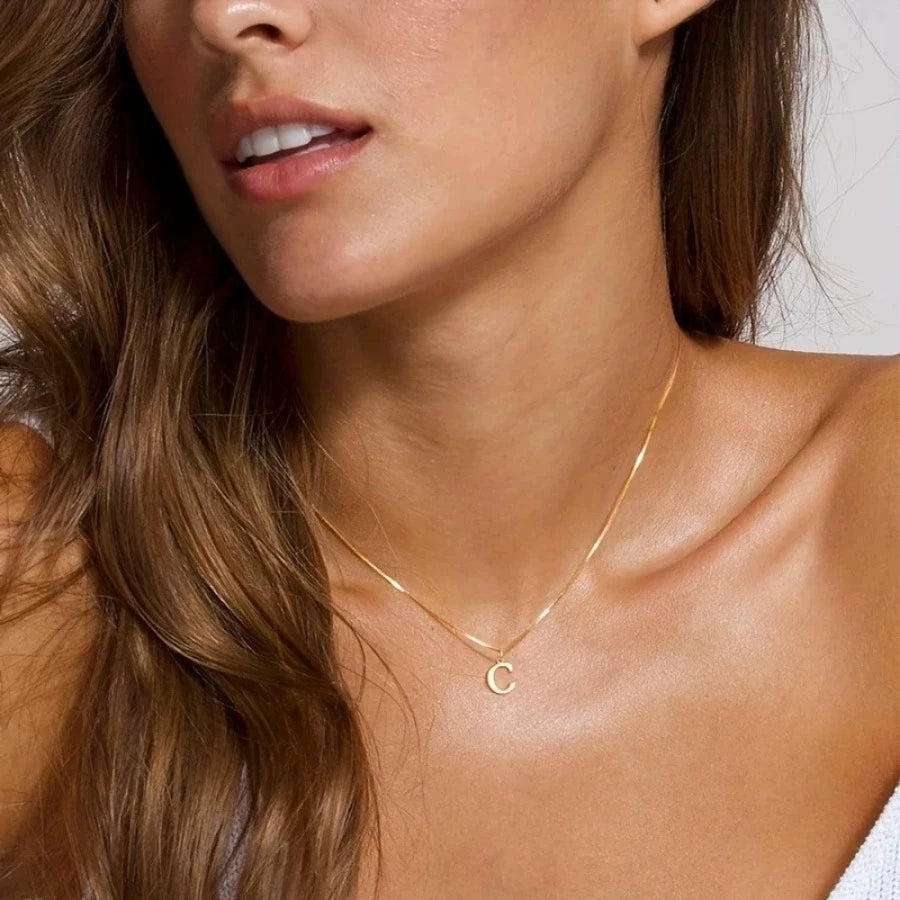 Collier Lettre Personnalisé – Or 18K Acier Inoxydable
