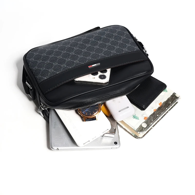 Sac Bandoulière Homme Cuir – Style Vintage Luxe – Messenger Noir
