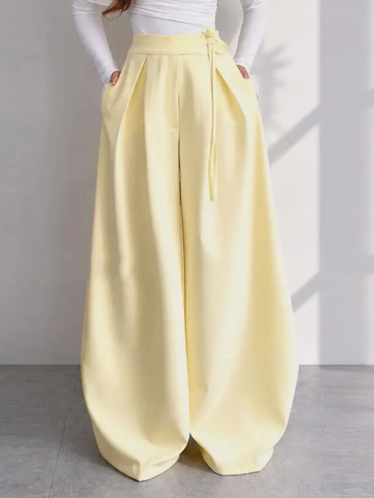 Ensemble 2 Pièces Jaune Femme – Veste Boutonnée Taille Cintee + Pantalon Large Automne 2026