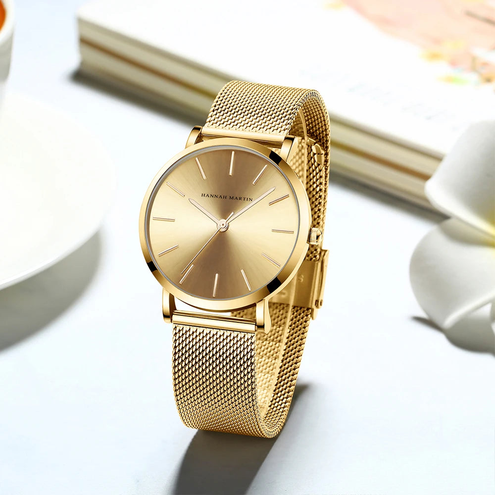 Montre Femme Or Rose – Style Minimaliste Nordique Étanche 3 Bar 36 mm