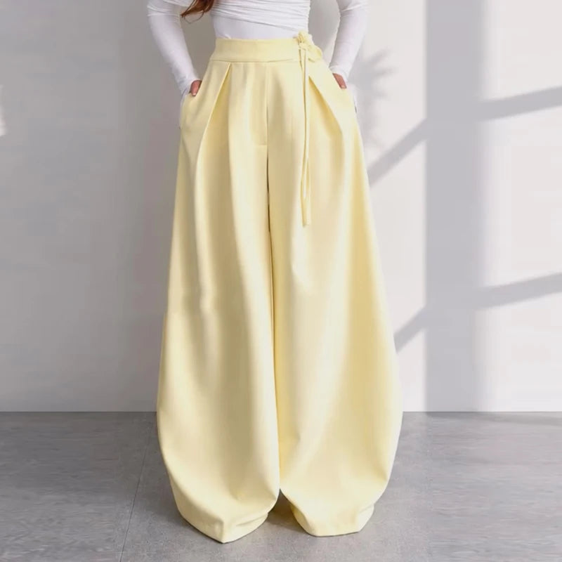 Ensemble 2 Pièces Jaune Femme – Veste Boutonnée Taille Cintee + Pantalon Large Automne 2026