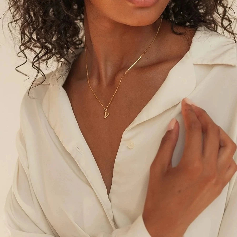 Collier Lettre Personnalisé – Or 18K Acier Inoxydable