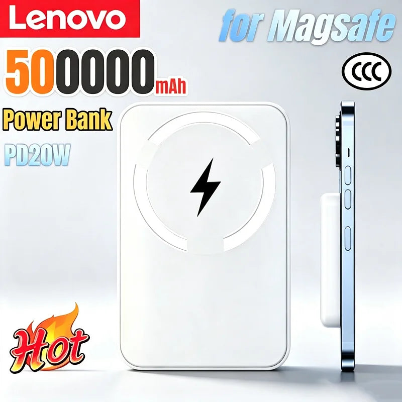 Power Bank Magnétique Lenovo 500000mAh – Charge Rapide 22.5W