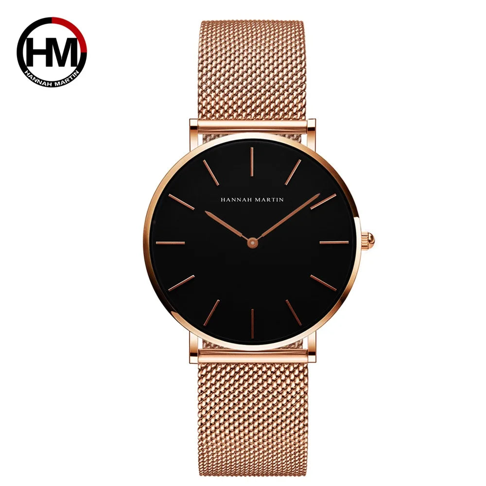 Montre Femme Or Rose – Style Minimaliste Nordique Étanche 3 Bar 36 mm