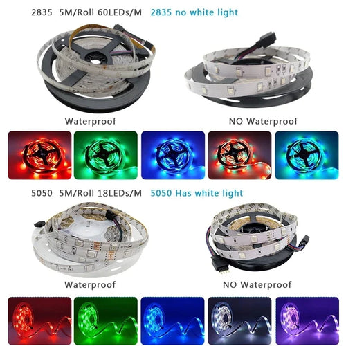 Bande LED RGB 12V Étanche – Flexible Auto-adhésive 5050/2835 Extérieur & Intérieur
