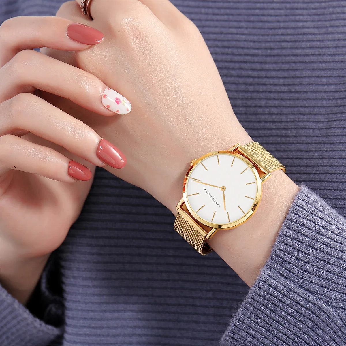 Montre Femme Or Rose – Style Minimaliste Nordique Étanche 3 Bar 36 mm