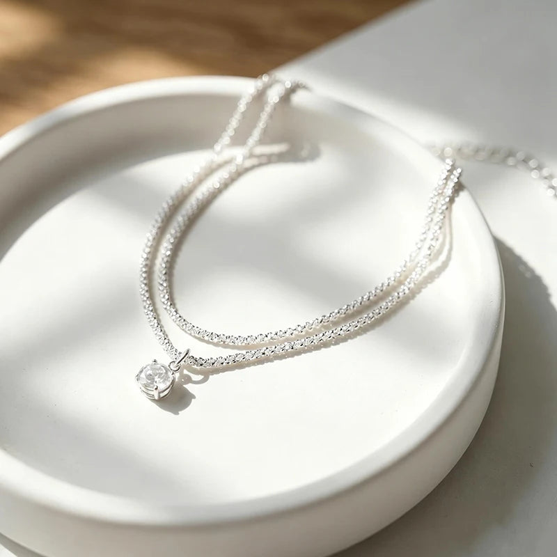 Bracelet de Cheville Femme Double Layer – Zircon Cubique – Étanche
