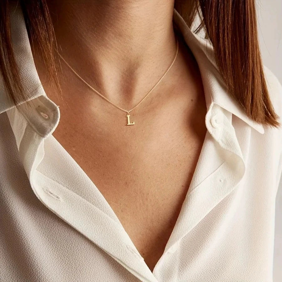 Collier Lettre Personnalisé – Or 18K Acier Inoxydable
